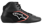 Alpinestars Tech-1 K Start V2 Shoes, zapatillas de karting, negro asfalto y naranja flúor, perfil lateral con parte superior de microfibra con perforaciones láser, logotipo de Alpinestars blanco con contorno naranja y cordones negros