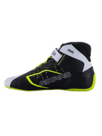Alpinestars Tech-1 KX V3 Shoes - FIA, zapatillas de karting, negro, blanco y amarillo flúor, perfil estilizado con marca ASTARS lateral, correa ajustable y detalles fluorescentes, calzado de competición ligero