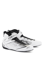 Alpinestars Tech-1 Z V3 Shoes FIA, zapatos de automovilismo, blanco y negro, con cuero bovino de primera calidad y paneles perforados, sistema de cordones rápidos con correa de velcro segura, diseño elegante y profesional de automovilismo