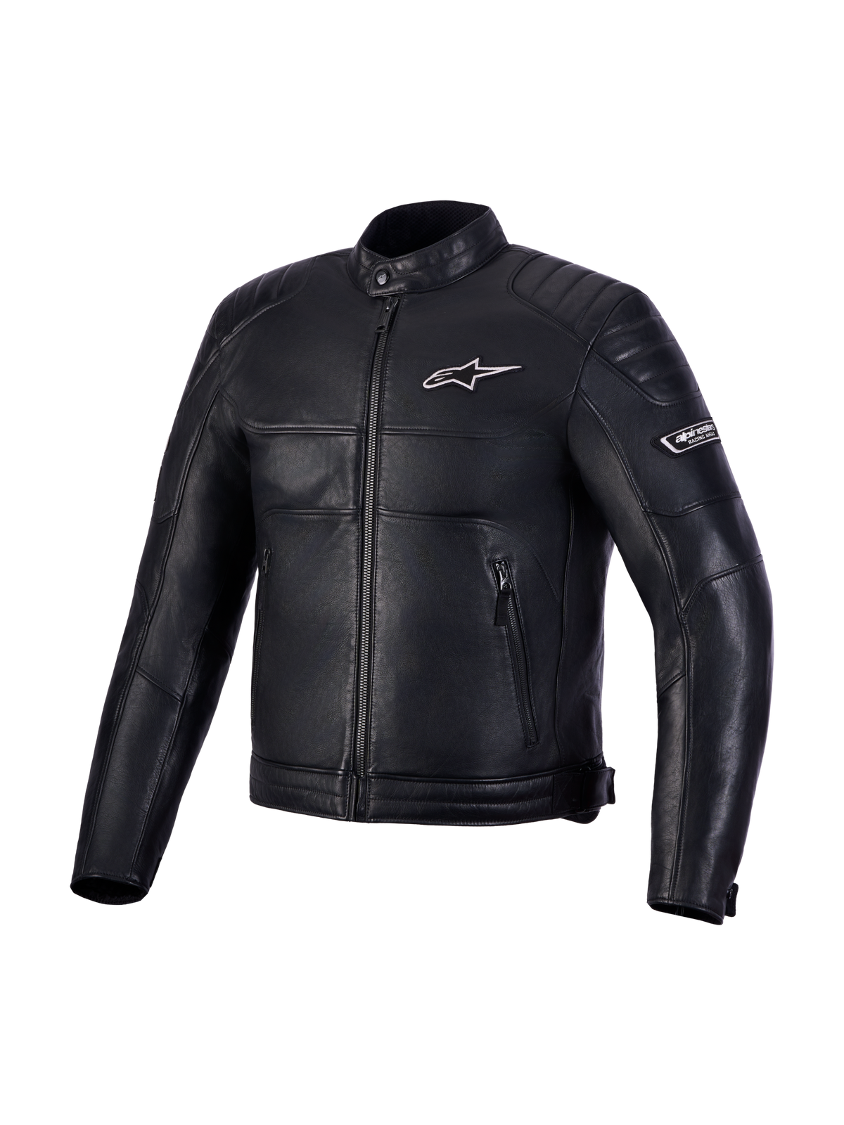 Alpinestars Revern Leather Jacket, chaqueta de moto de cuero negra urbana con protección certificada CE y estilo heritage