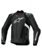 Alpinestars Missile V3 Airflow Leather Jacket, men's perforated racing sport motorcycle jacket in black and white, premium bovine leather with shoulder and elbow armor and Tech-Air compatibility