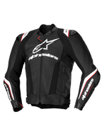 Alpinestars Chaqueta De Cuero Missile V3 Ignition, chaqueta de moto de carreras para hombre, negra y blanca con detalles en rojo, certificada CE AA, construcción de cuero bovino premium