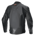 Alpinestars Chaqueta De Cuero GP Plus R V4 Airflow, chaqueta de moto deportiva para hombre, vista trasera en negro, con certificación CE y paneles elásticos de alto rendimiento
