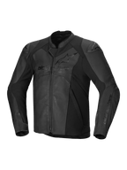 Alpinestars Chaqueta De Cuero Faster V3, chaqueta de moto deportiva para hombre, negra, certificada CE, construcción de cuero premium con paneles elásticos