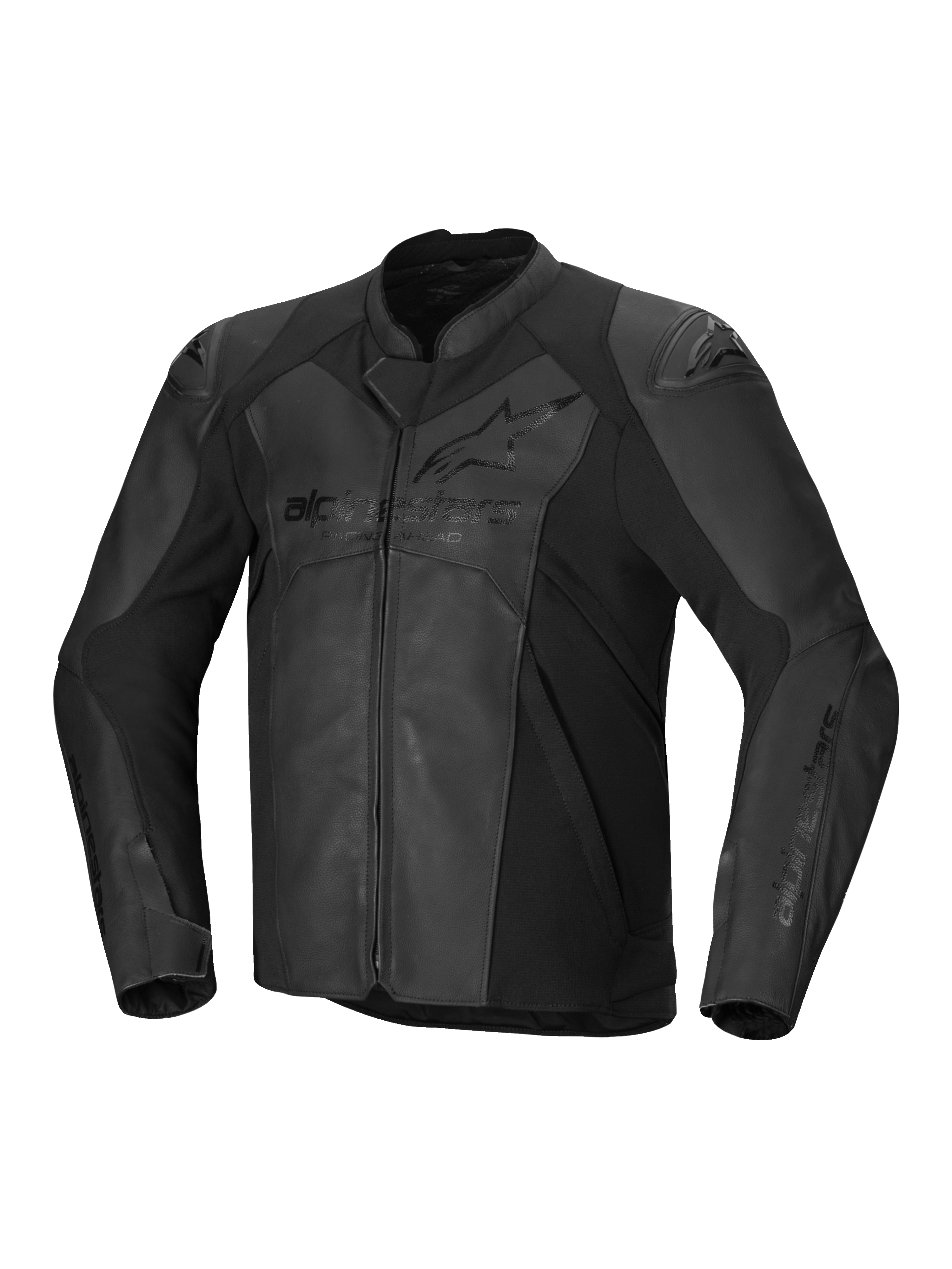 Alpinestars Chaqueta De Cuero Faster V3, chaqueta de moto deportiva para hombre, negra, certificada CE, construcción de cuero premium con paneles elásticos