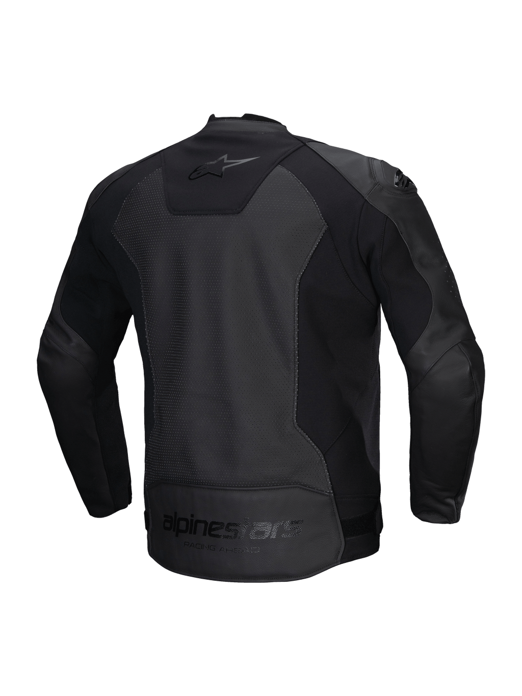 Alpinestars Chaqueta De Cuero Faster V3 Airflow, chaqueta de moto deportiva para hombre, negra, con cuero perforado, paneles elásticos y detalles de la marca en la espalda
