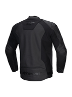 Alpinestars Chaqueta De Cuero Faster V3 Airflow, chaqueta de moto deportiva para hombre, negra, con cuero perforado, paneles elásticos y detalles de la marca en la espalda
