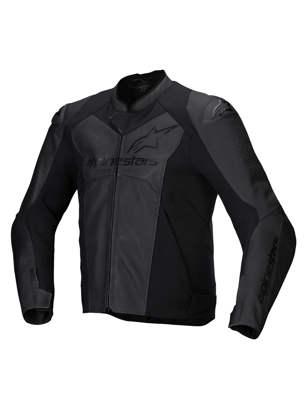 Alpinestars Chaqueta De Cuero Faster V3 Airflow, chaqueta de moto deportiva para hombre, negra, con paneles perforados y protección en los hombros