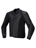 Alpinestars Chaqueta De Cuero Faster V3 Airflow, chaqueta de moto deportiva para hombre, negra, con paneles perforados y protección en los hombros