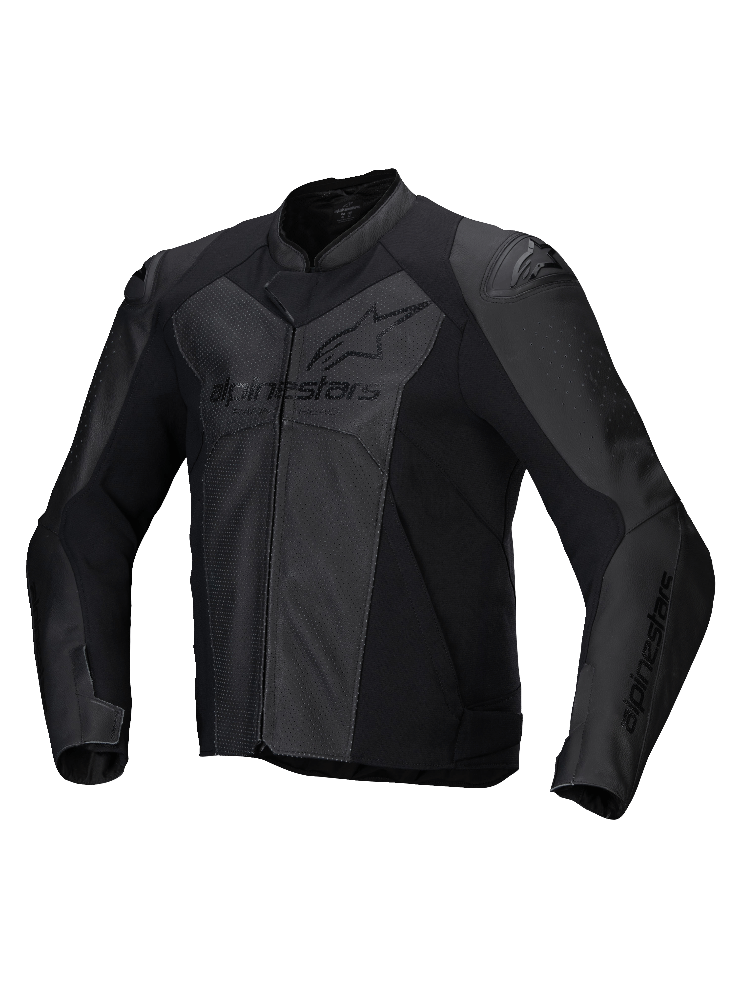 Alpinestars Chaqueta De Cuero Faster V3 Airflow, chaqueta de moto deportiva para hombre, negra, con paneles perforados y protección en los hombros