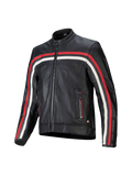 Alpinestars chaqueta de cuero Dyno para moto, negra con franjas rojas y crudo, cuero de bovino premium, preparada para Tech-Air.