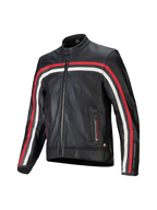 Alpinestars chaqueta de cuero Dyno para moto, negra con franjas rojas y crudo, cuero de bovino premium, preparada para Tech-Air.