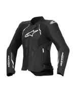 Alpinestars Chaqueta De Cuero Stella Dusk, chaqueta de moto de cuero para mujer, negra y blanca, con protección de hombros DFS y certificación CE
