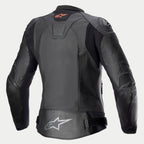 Alpinestars Chaqueta De Cuero Stella GP Plus V4, chaqueta de moto de cuero para mujer, negra, con detalles de paneles elásticos y protección en la espalda