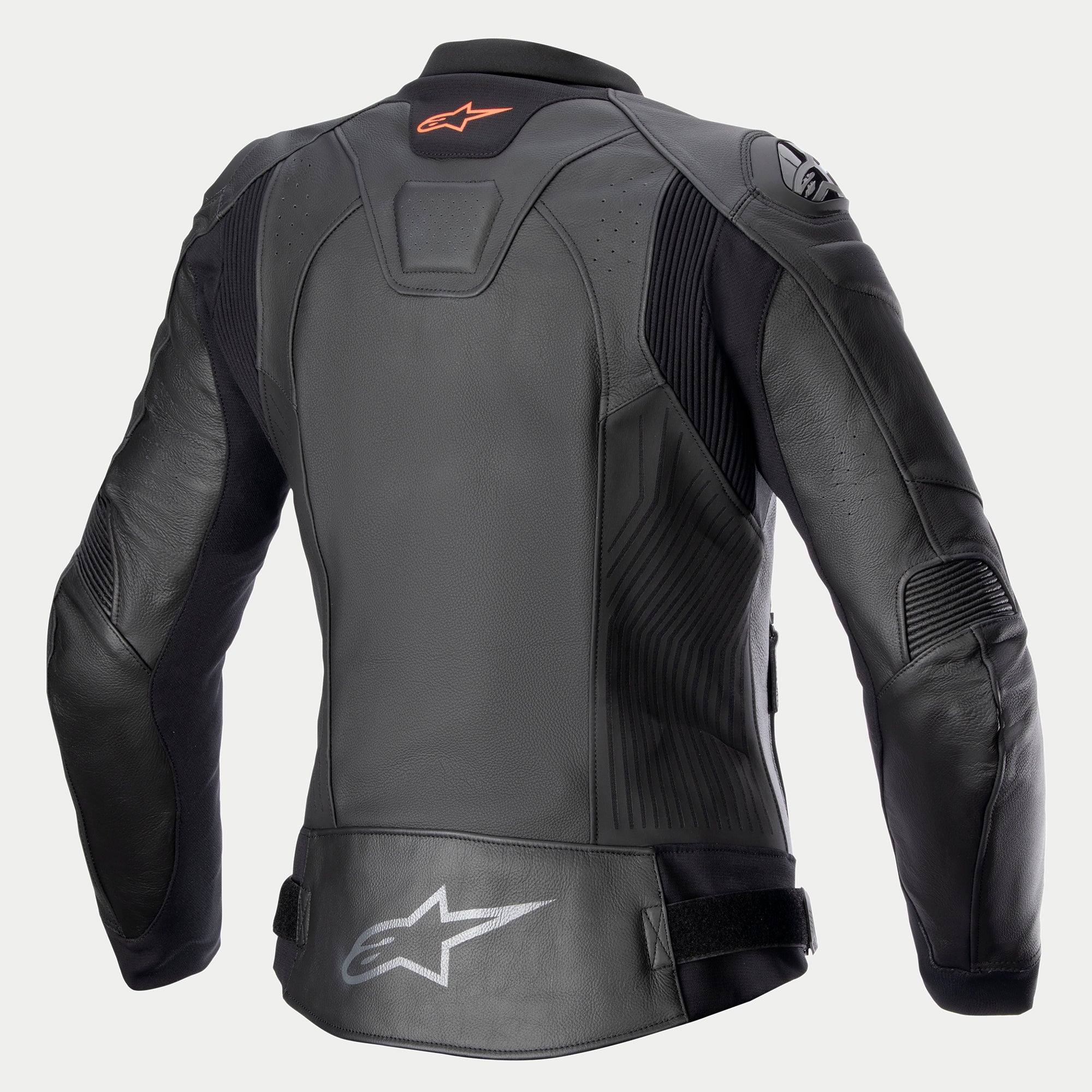 Alpinestars Chaqueta De Cuero Stella GP Plus V4, chaqueta de moto de cuero para mujer, negra, con detalles de paneles elásticos y protección en la espalda