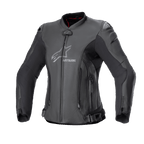 Alpinestars Chaqueta De Cuero Stella GP Plus V4, chaqueta de moto de cuero para mujer, negra, certificada CE con paneles elásticos