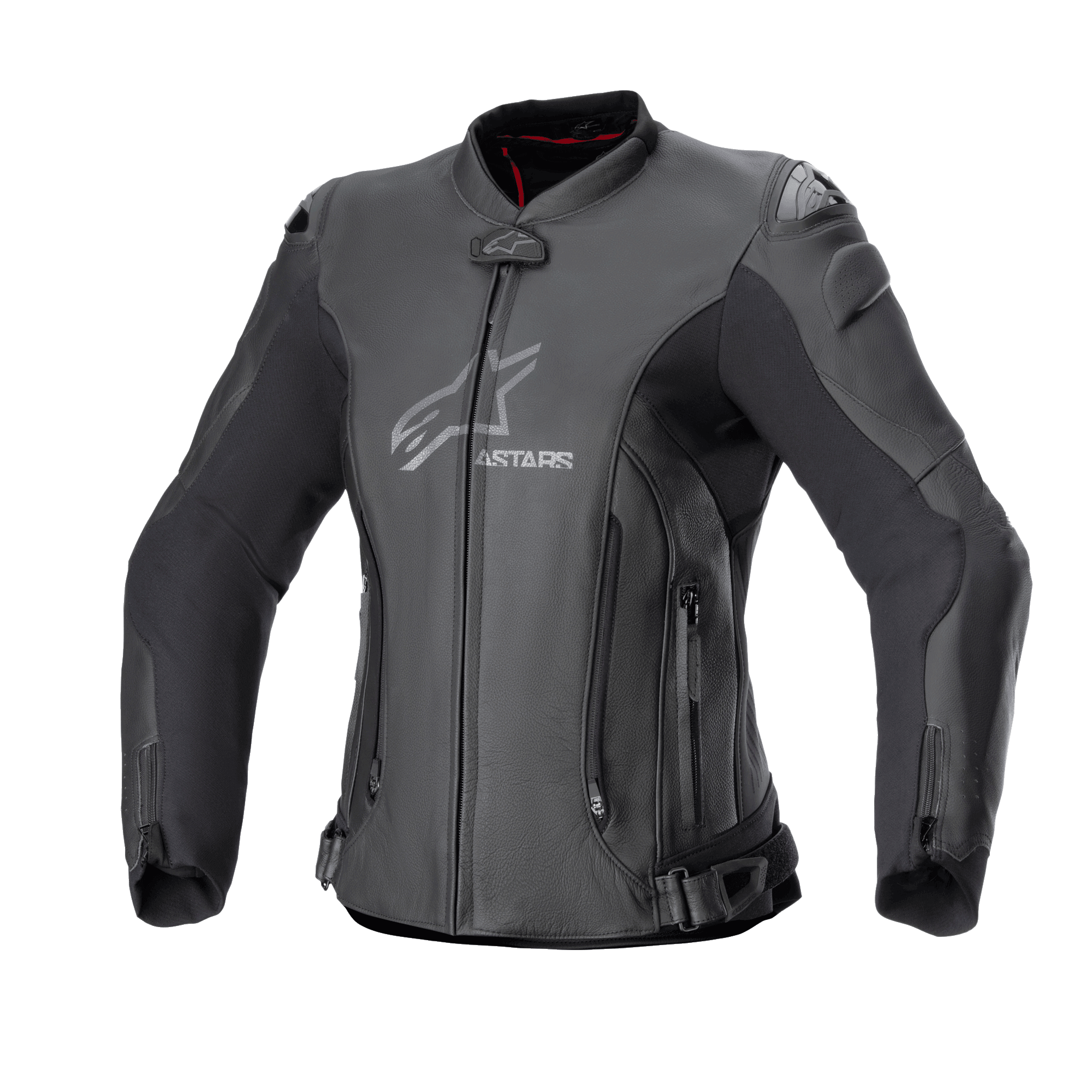 Alpinestars Chaqueta De Cuero Stella GP Plus V4, chaqueta de moto de cuero para mujer, negra, certificada CE con paneles elásticos