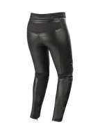 Alpinestars Stella Vika V2, pantalones de cuero para mujer, negros, paneles elásticos de aramida, conducción urbana