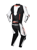 Mono de cuero de una pieza para hombre Alpinestars GP-R7, blanco y negro, con joroba aerodinámica y compatible con Tech-Air.