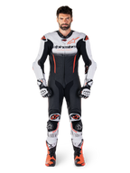 Alpinestars mono de cuero 1 pieza GP-R7 para hombre, blanco, negro y rojo fluo, equipo técnico de alto rendimiento para pista.