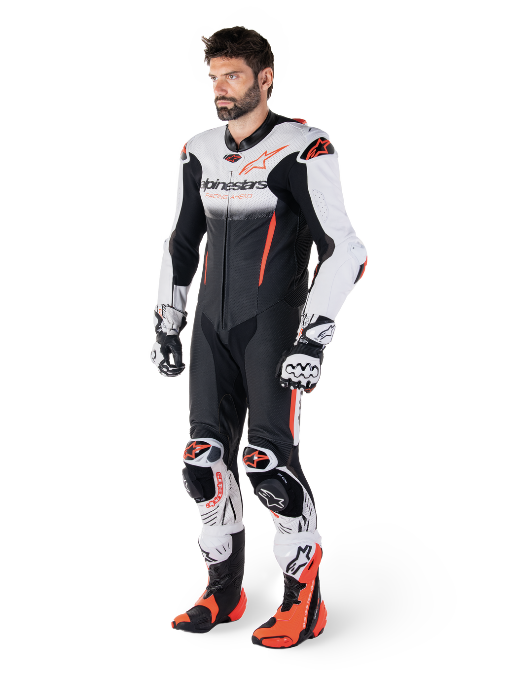 Alpinestars Mono De Cuero 1 Pieza GP-R7, traje de carreras para hombre, blanco y negro, cuero bovino, certificado CE AAA, compatible con Tech-Air.
