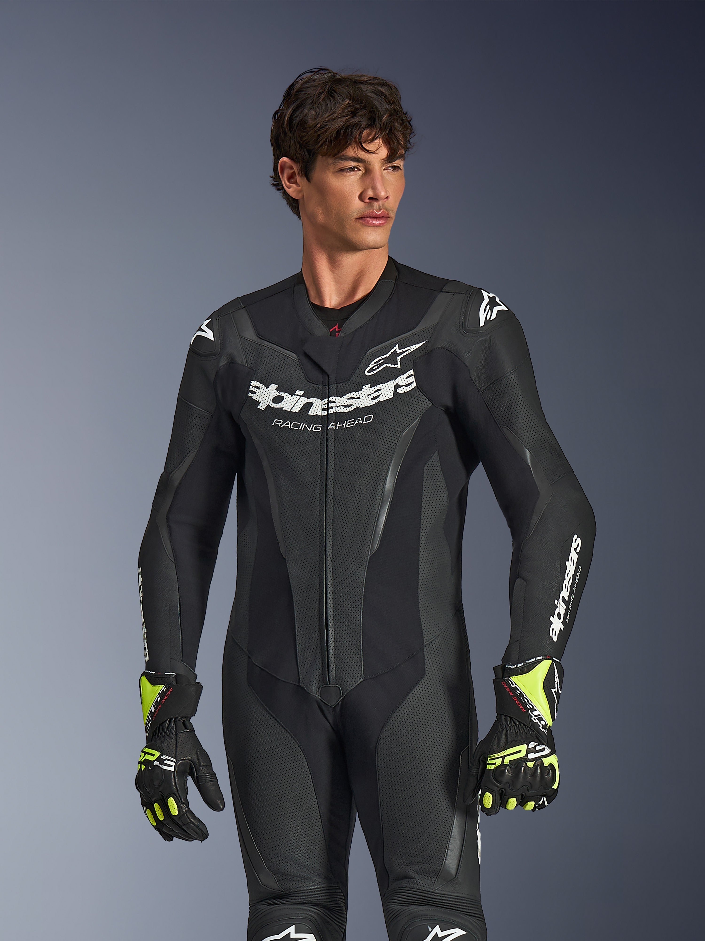 GP Force V2 1-Piece - Black Motorcycle Monos | Alpinestars®