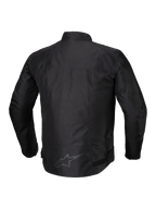 Alpinestars Chaqueta T-SPS V2 Impermeable, chaqueta de moto textil para hombre, negra, vista trasera con detalles reflectantes y espalda extendida