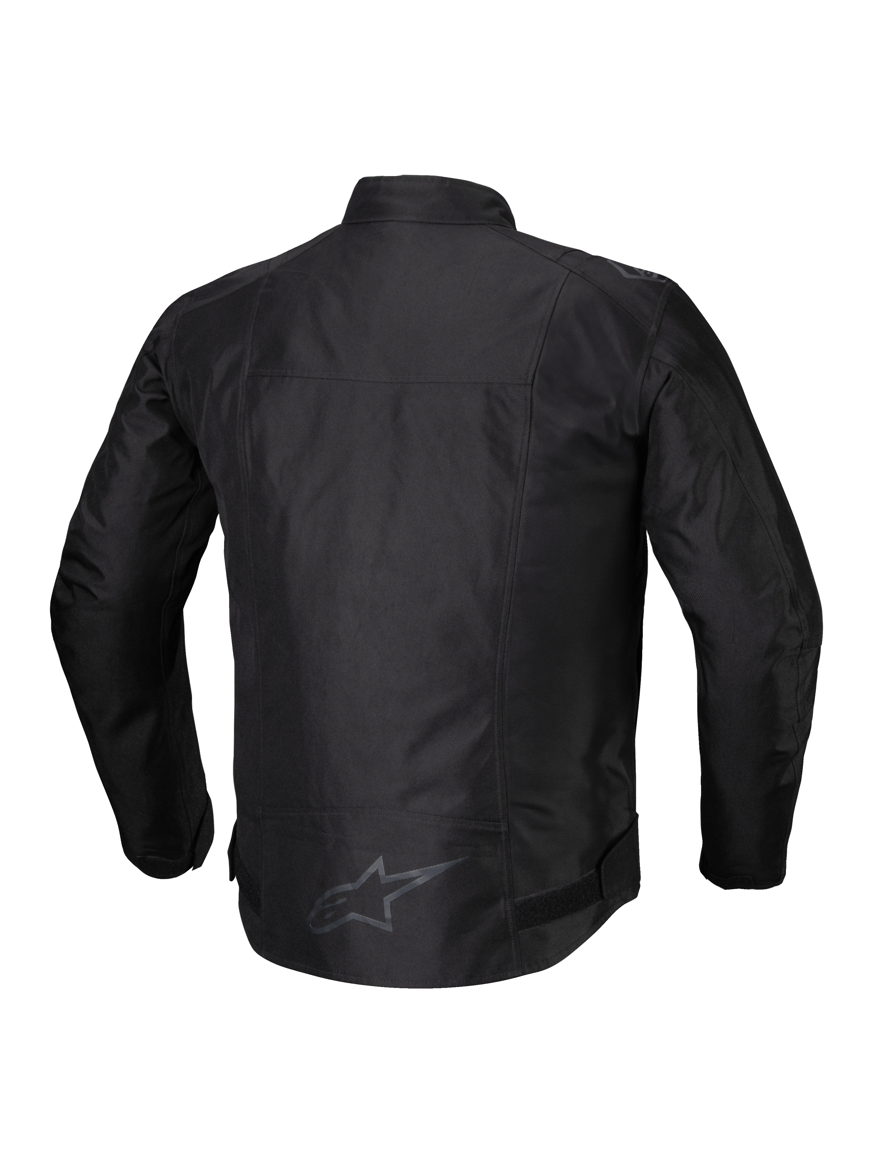 Alpinestars Chaqueta T-SPS V2 Impermeable, chaqueta de moto textil para hombre, negra, vista trasera con detalles reflectantes y espalda extendida