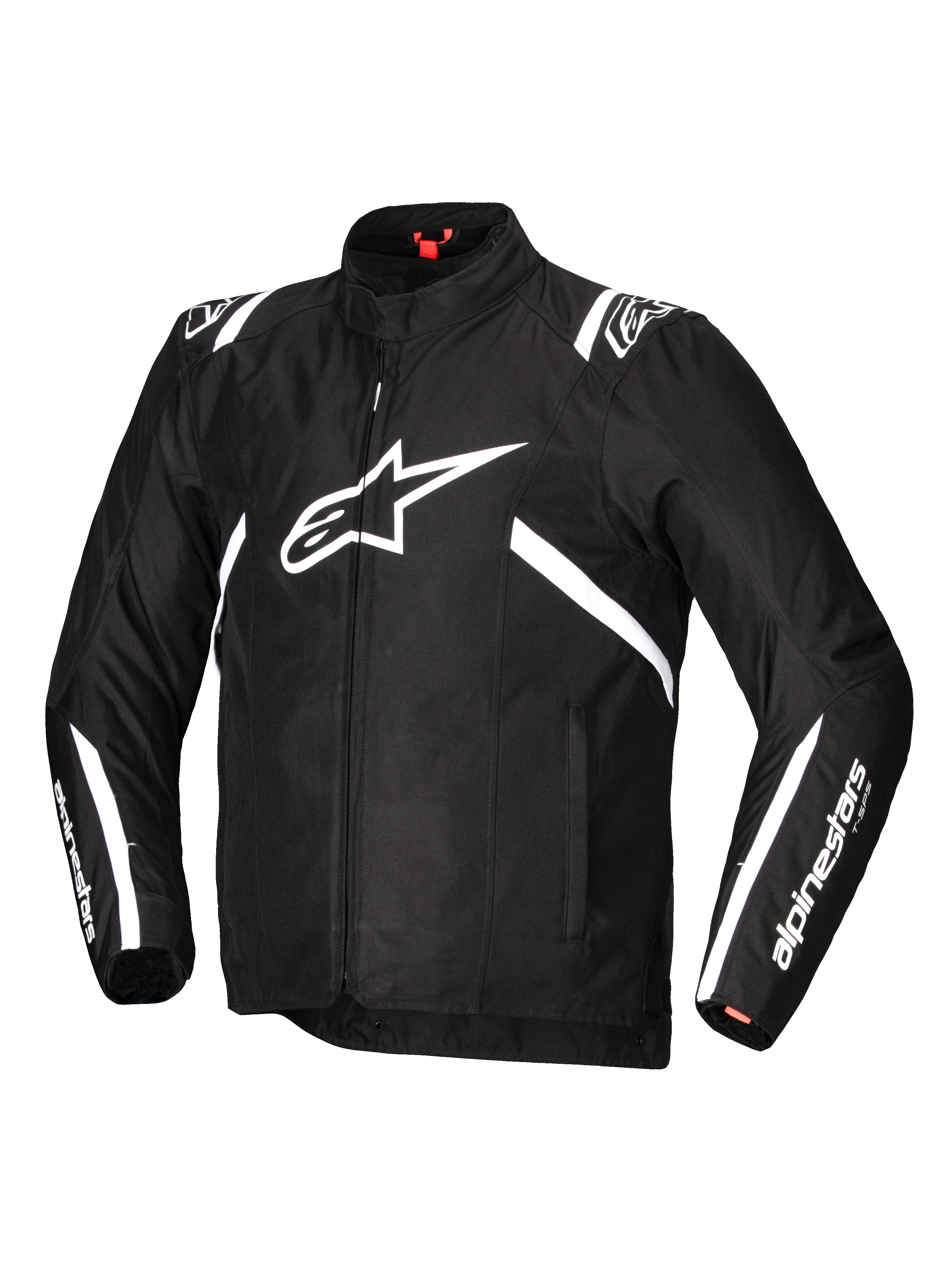 Alpinestars Chaqueta T-SPS V2 Impermeable, chaqueta de moto textil para hombre en negro y blanco, construcción de poliéster 600D, protección Nucleon Flex Plus con certificación CE de Nivel 1
