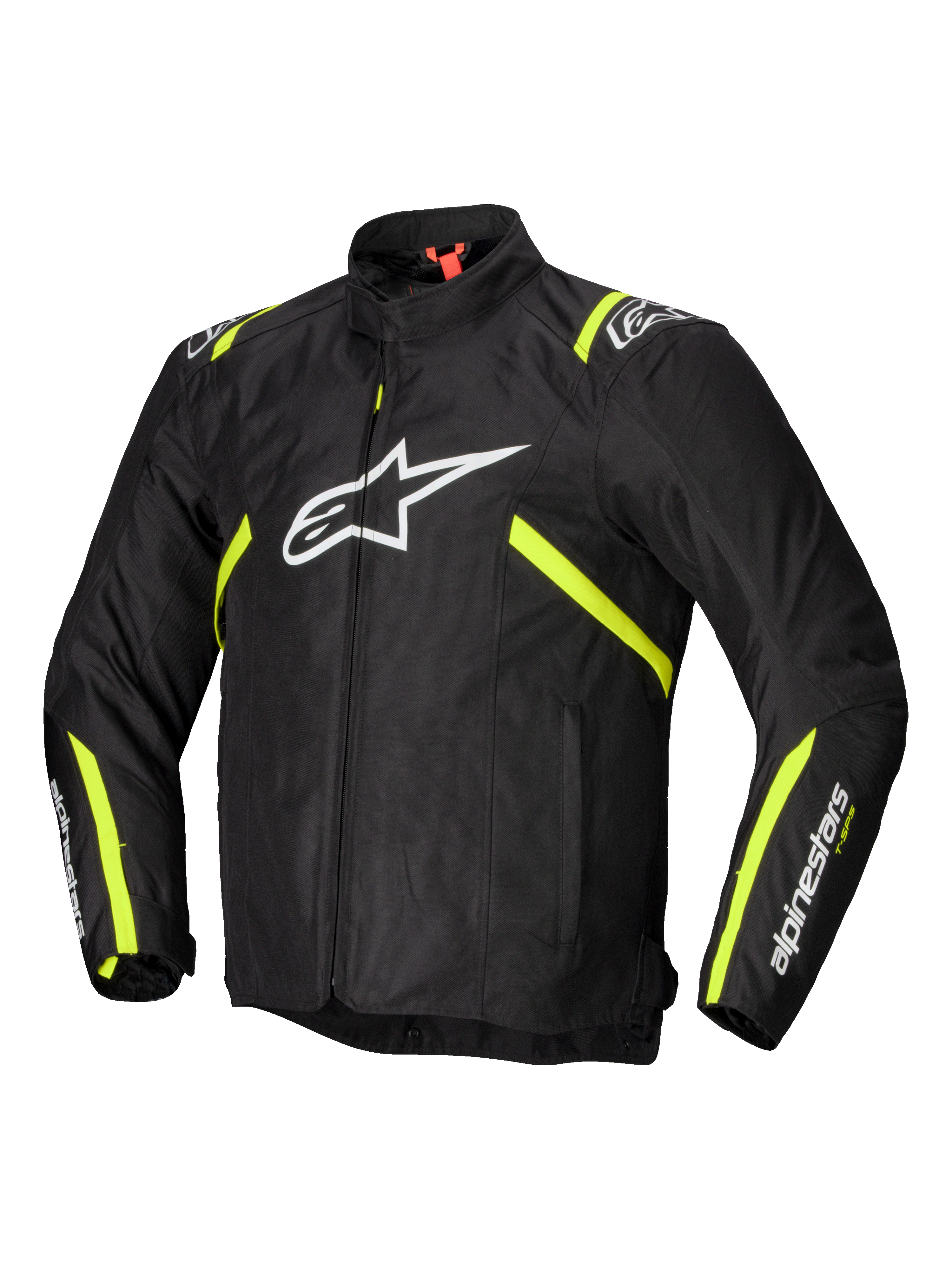 Alpinestars Chaqueta T-SPS V2 Impermeable, chaqueta de moto para hombre, negra con detalles blancos y amarillo fluo, con certificación CE