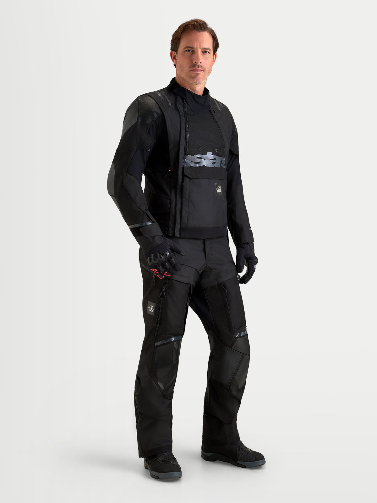 Alpinestars Harok V2 Drystar Jacket, Men's Black all-terrain adventure motorcycle jacket featuring modular ventilation, waterproof construction, and CE certified armor