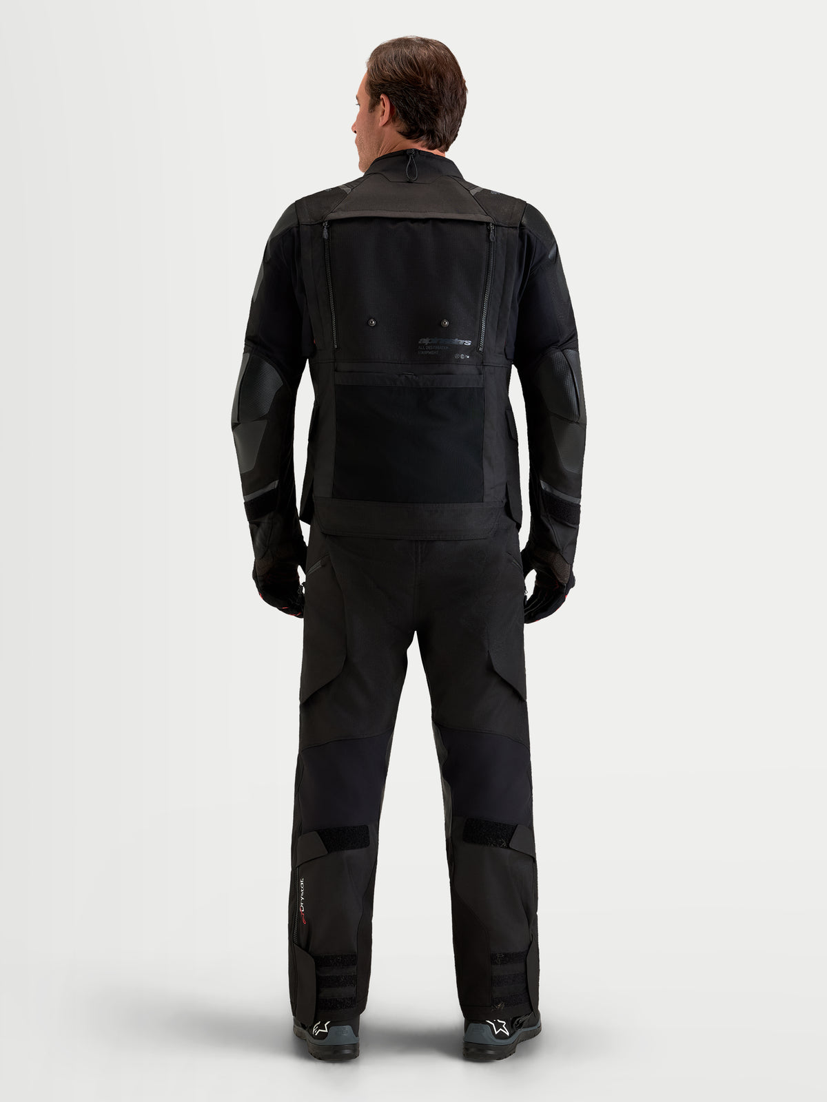 Alpinestars Harok V2 Drystar Jacket, Men's Black all-terrain adventure motorcycle jacket, rear view showing modular ventilation back panel and ripstop construction