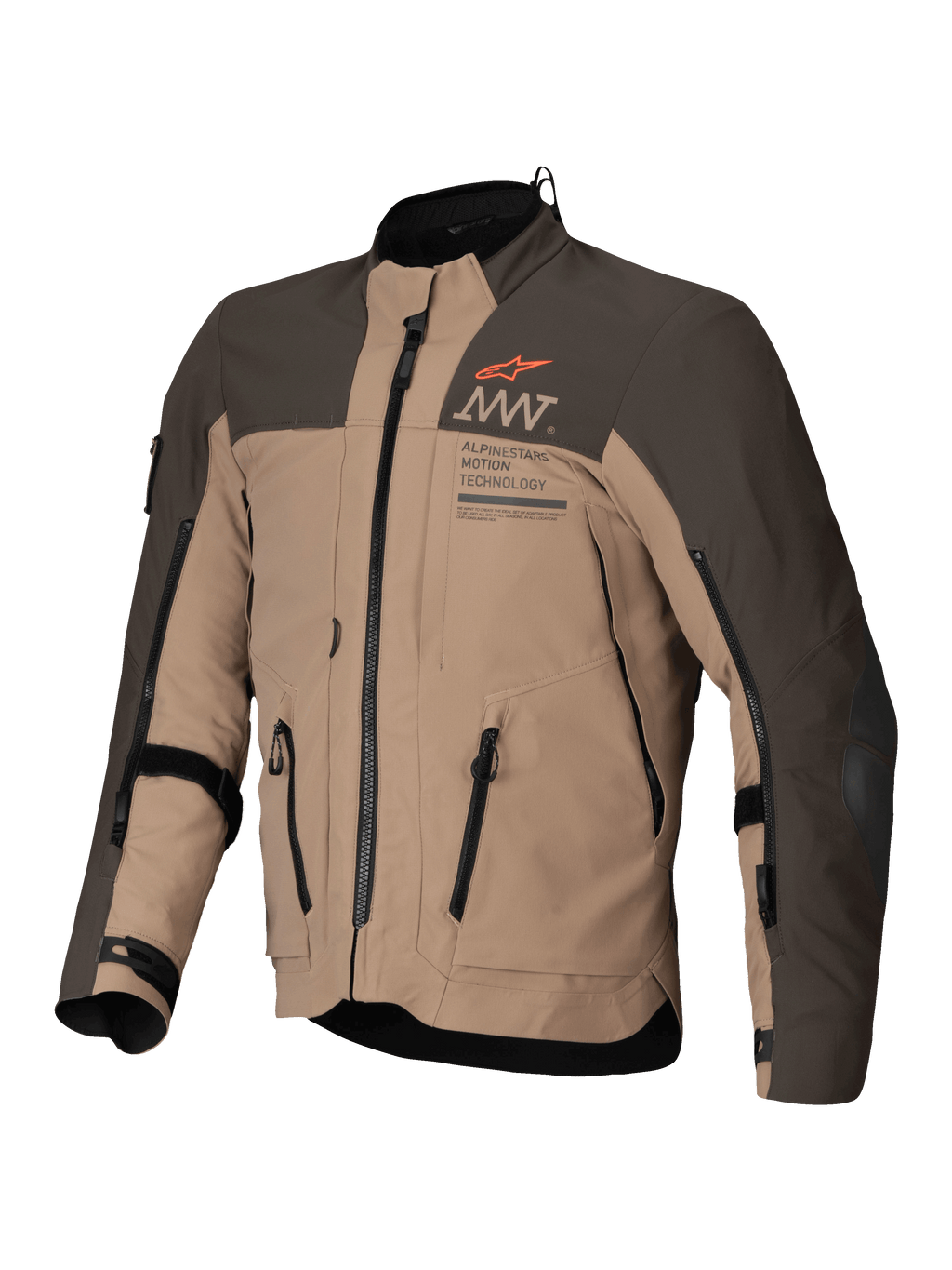 Alpinestars AMT-8 Stretch Drystar® XF, chaqueta de moto touring, marrón oscuro y caqui oscuro, con certificación CE clase AA, construcción de tejido elástico y ventilación