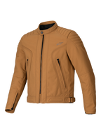 Chaqueta Alpinestars Clayton WR, Utility Brown Light Gold, chaqueta textil de moto con paneles acolchados en hombros y antebrazos, diseño urbano de corte ajustado con bolsillos con cremallera y acabado repelente al agua.