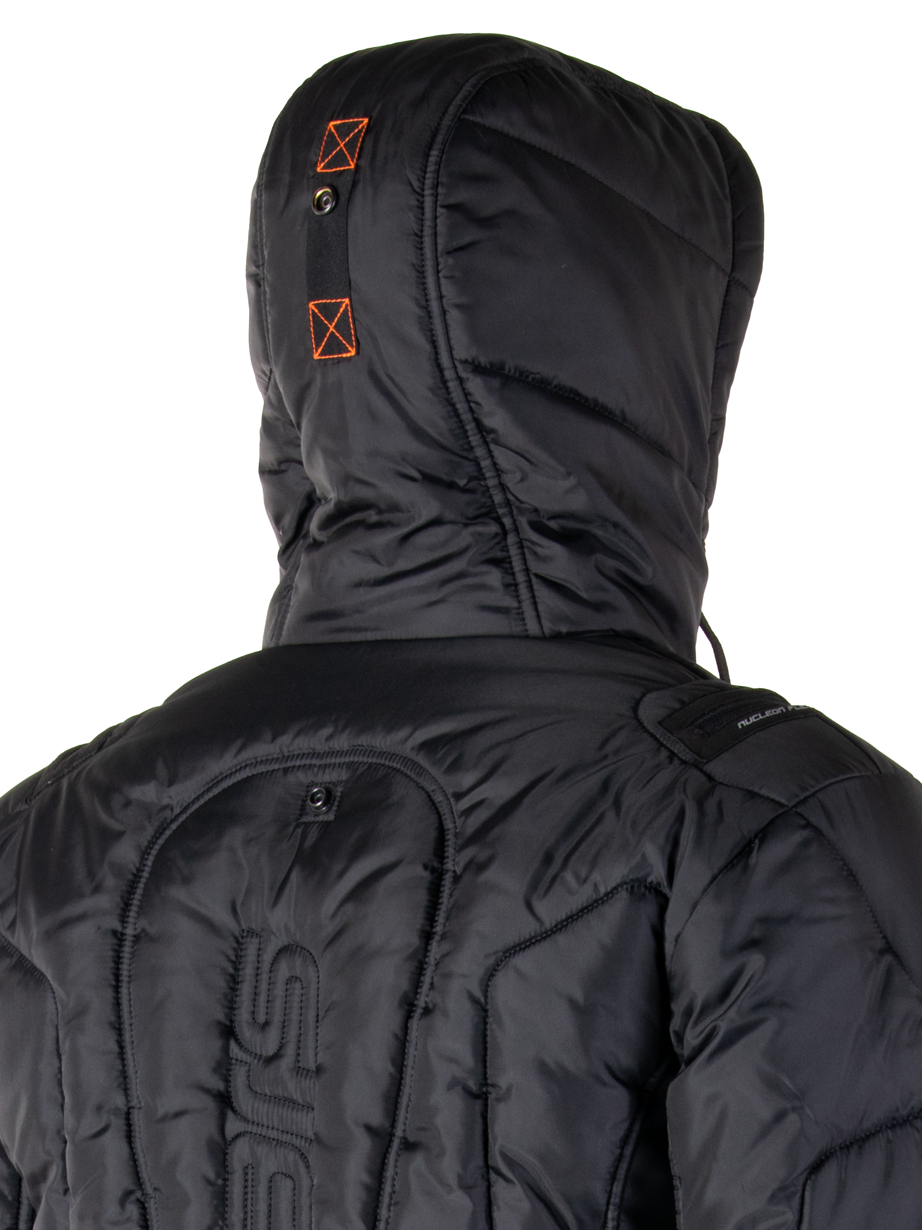 Chaqueta impermeable Alpinestars Mohobbs, chaqueta bomber acolchada para moto, negro y naranja flúor, textura acolchada con relleno aislante, cuenta con capucha y cremallera frontal, ropa urbana contemporánea para montar
