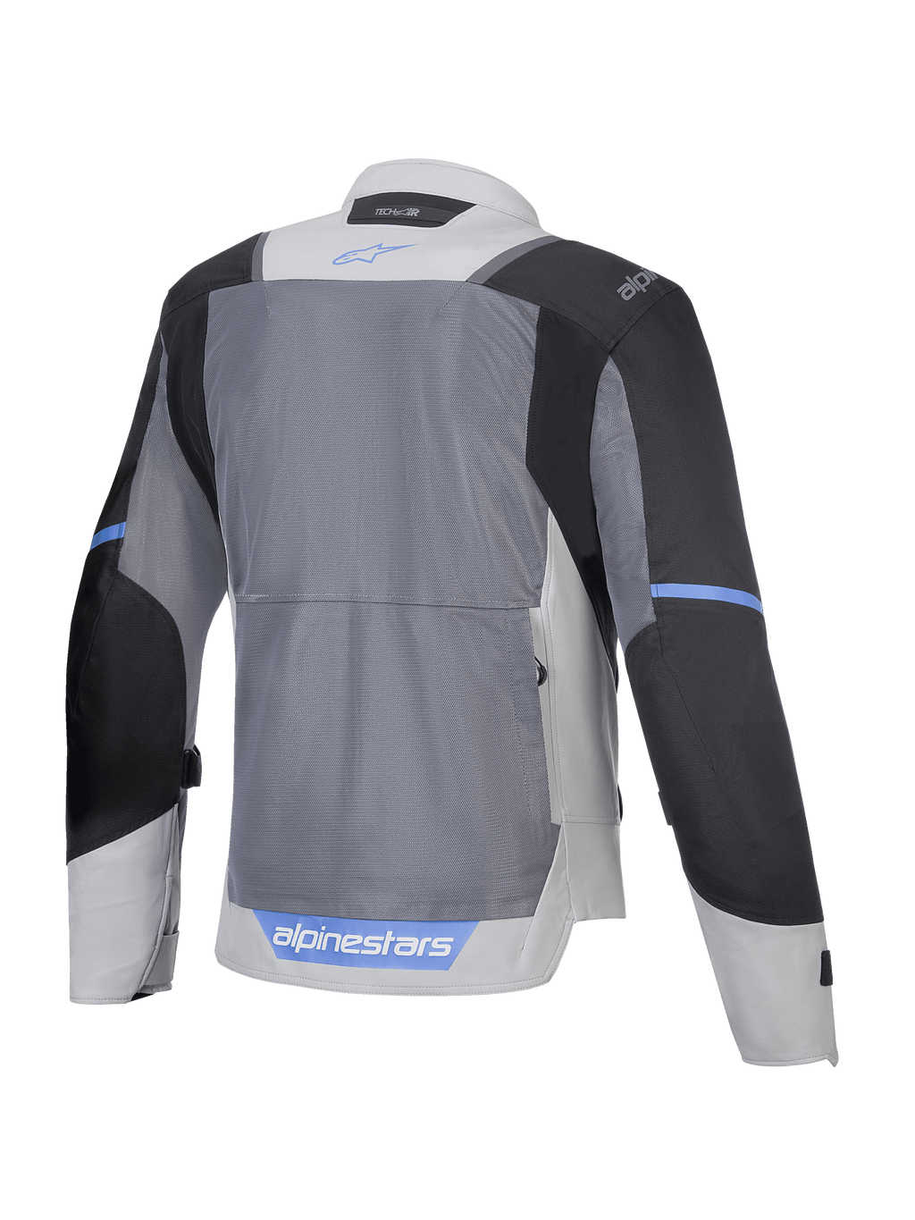 Alpinestars Chaqueta ST-2 Air, chaqueta de moto touring, vista trasera con paneles de malla transpirable, gris hielo, gris oscuro y negro, con certificación CE Nivel AA, compatible con Tech-Air
