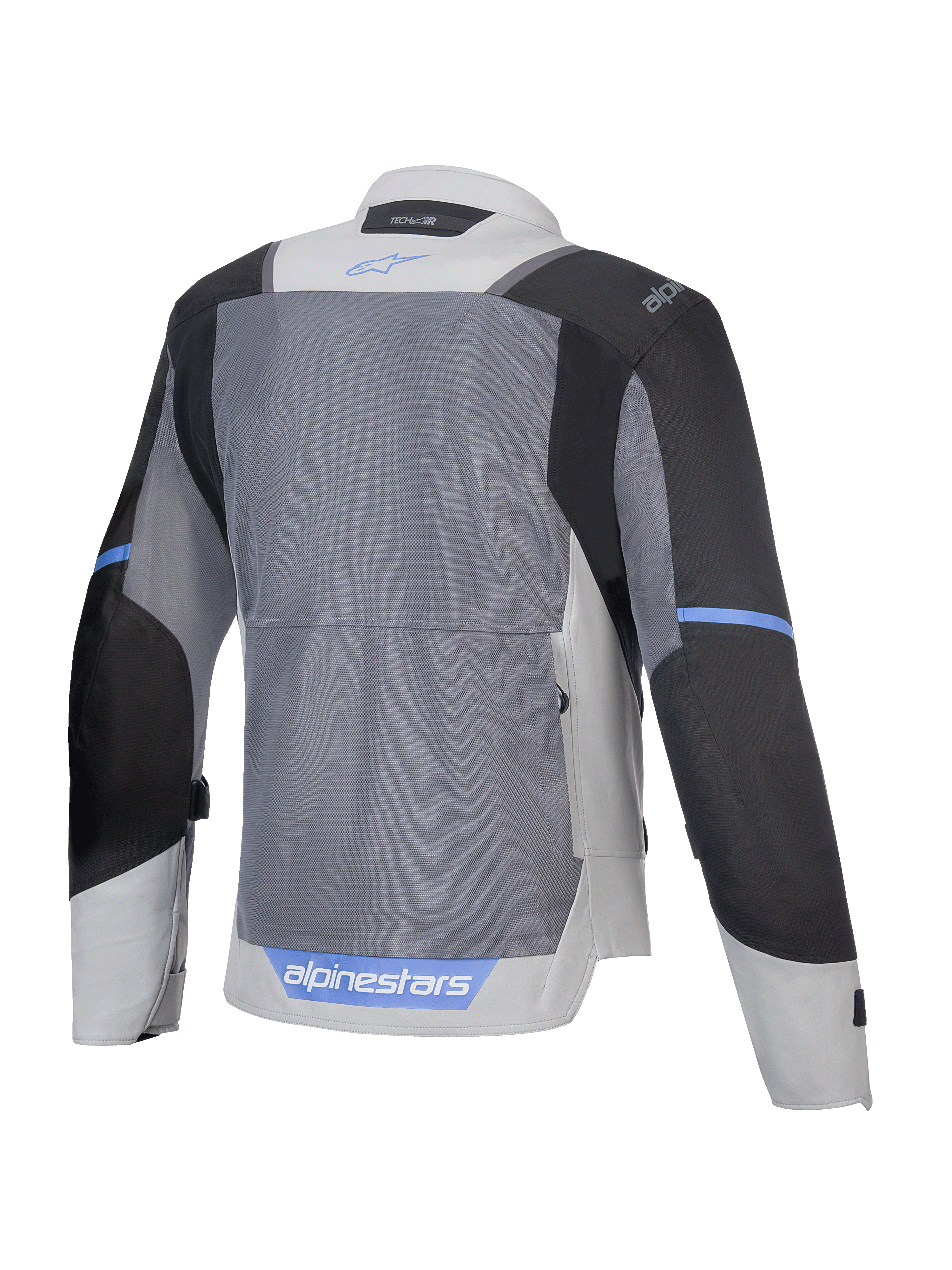 Alpinestars Chaqueta ST-2 Air, chaqueta de moto touring, vista trasera con paneles de malla transpirable, gris hielo, gris oscuro y negro, con certificación CE Nivel AA, compatible con Tech-Air
