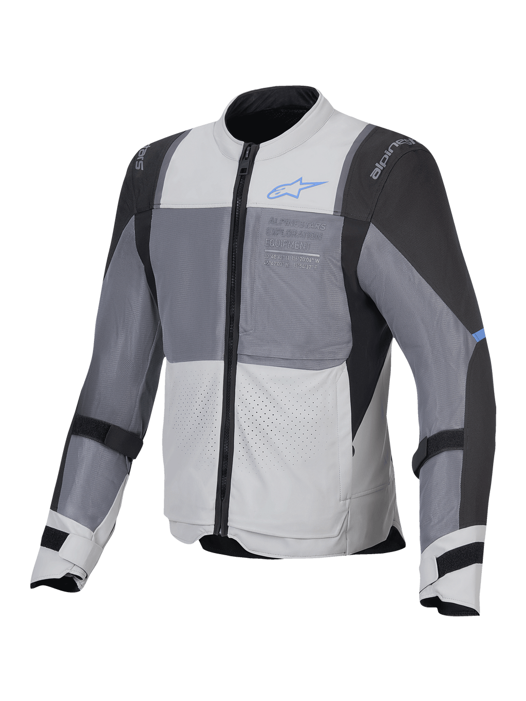 Alpinestars Chaqueta ST-2 Air, chaqueta de moto touring para hombre, gris hielo, gris oscuro y negra, con certificación CE nivel AA, paneles de ventilación de malla y protectores Nucleon Flex Plus