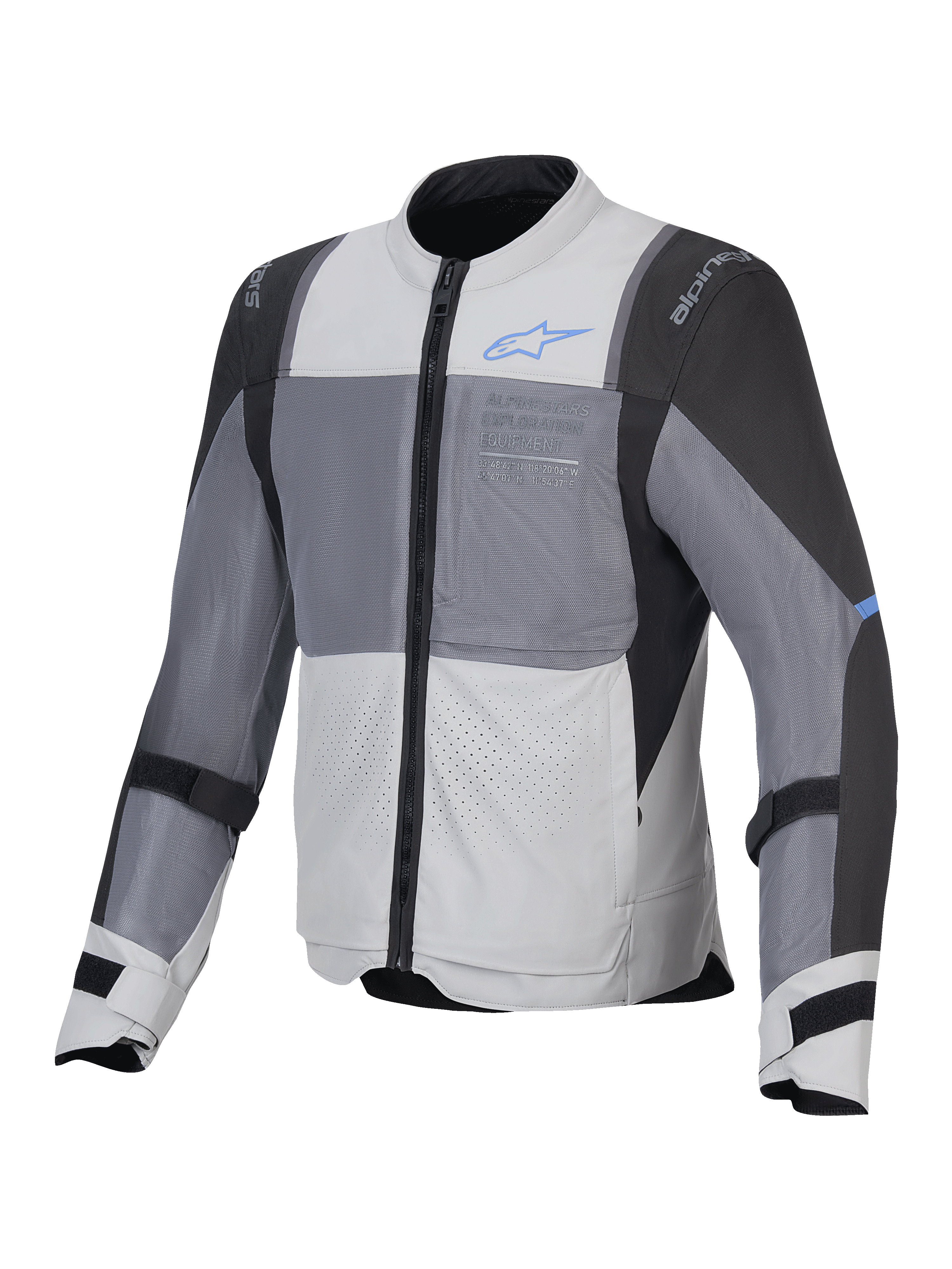 Alpinestars Chaqueta ST-2 Air, chaqueta de moto touring para hombre, gris hielo, gris oscuro y negra, con certificación CE nivel AA, paneles de ventilación de malla y protectores Nucleon Flex Plus