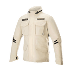 Alpinestars MO.ST.EQ Field Waterproof Primaloft Jacket, Sand Military, chaqueta urbana para motocicleta con cuatro bolsillos frontales con solapa, cuello alto y correas negras ajustables en las mangas, diseño contemporáneo de estilo streetwear con confección en tejido ripstop impermeable