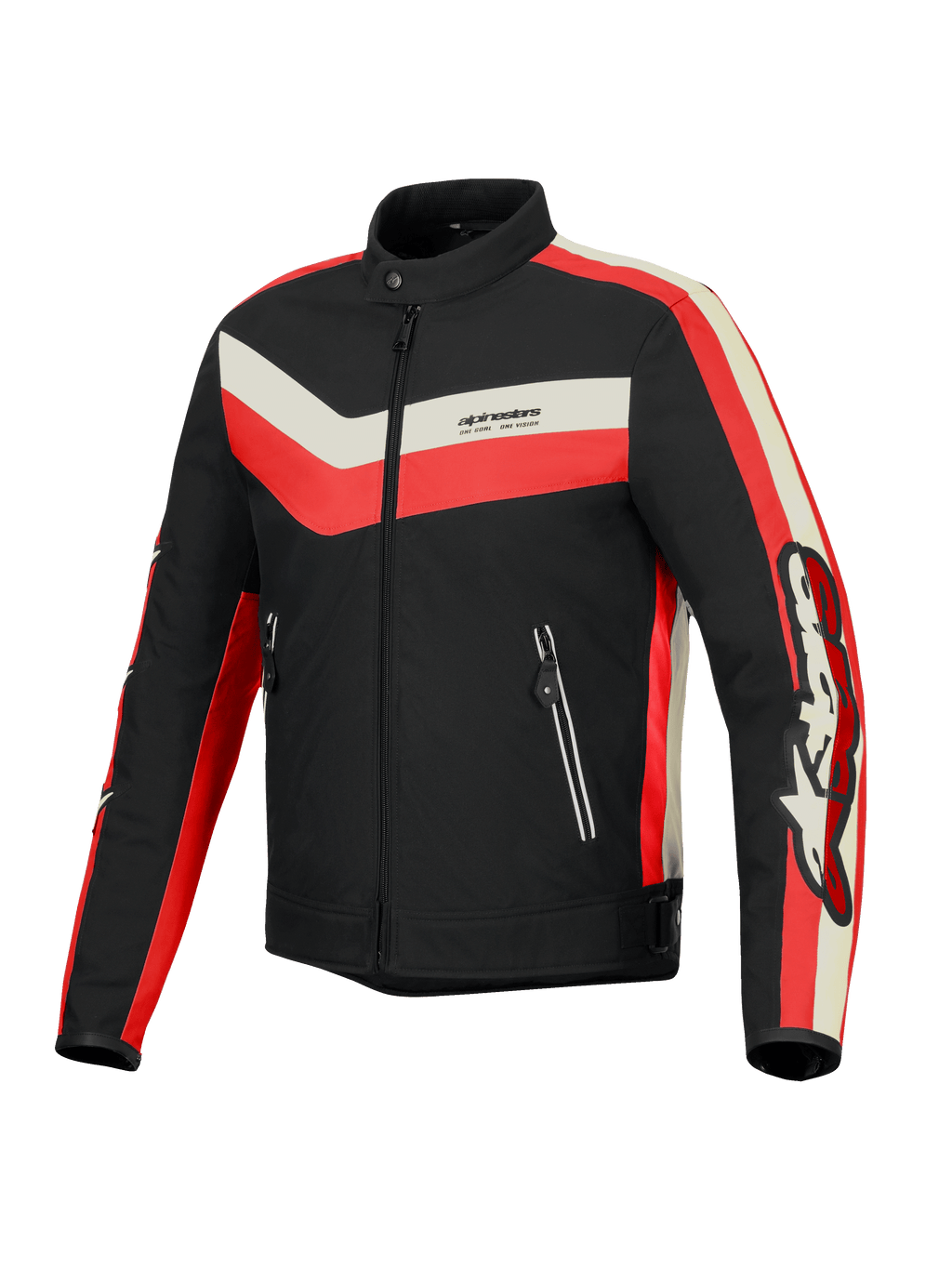 Alpinestars T-Dyno Resistente Al Agua, chaqueta de moto para hombre, negra, roja y crudo, resistente al agua con diseño de inspiración vintage