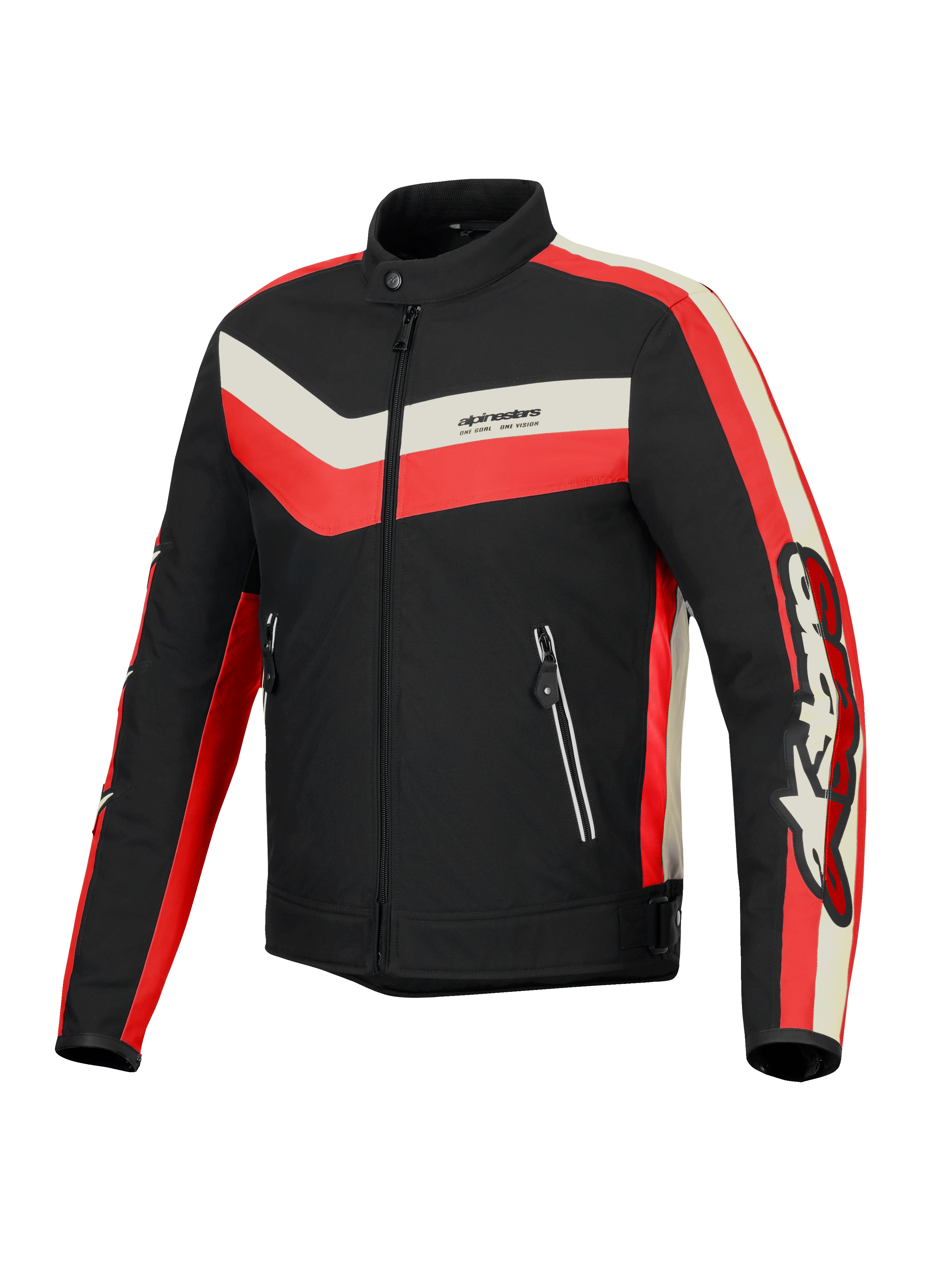 Alpinestars T-Dyno Resistente Al Agua, chaqueta de moto para hombre, negra, roja y crudo, resistente al agua con diseño de inspiración vintage