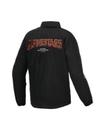 Alpinestars Revved Water Resistant Jacket, Men's Urban Motorcycle Jacket, Black with 3D embroidery on the back, CE Level A certified water-resistant satin coaches jacket