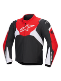 Alpinestars Honda T-Jaws V4 Wp Jacket, chaqueta técnica de moto impermeable, negra, roja brillante y blanca, con un gran logotipo de Astar blanco en el pecho y marca Honda en las mangas, diseño deportivo con cuello alto y cremallera frontal