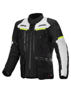 Alpinestars Bogota' Pro Drystar® Jacket, men's adventure touring jacket in black and gray with yellow fluo accents.