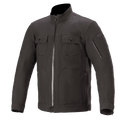 Alpinestars Solano Waterproof Jacket, chaqueta urbana para moto, negro, cuello alto recto con cremallera central impermeable, dos bolsillos en el pecho con botones, bolsillo con cremallera en la manga, confección textil de estilo informal con acabado liso
