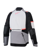 Alpinestars Stella Andes V4 Drystar, chaqueta de moto para mujer, gris y negra, vista trasera con bolsillo de carga