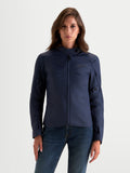 Alpinestars Stella C-1 Waterproof, chaqueta de moto urbana para mujer, azul, impermeable, vista frontal en modelo