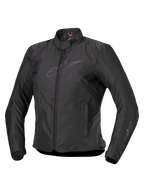 Alpinestars Stella T-SPS V2 Waterproof Jacket, chaqueta de moto para mujer, negra, cierre frontal con cremallera, cuello de perfil bajo, logotipos sutiles en el pecho y las mangas, tejido textil duradero con silueta deportiva ajustada, equipamiento profesional de conducción