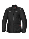 Alpinestars Stella ST-1 Waterproof Jacket, chaqueta de moto de turismo para mujer, negra con detalles rojos, cuello alto, cremallera frontal, grandes bolsillos de carga en la cintura, correas ajustables en cintura y puños, construcción resistente a la intemperie